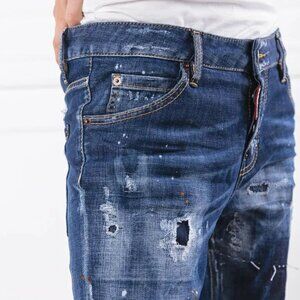 NWT Auth Dsquared2 COOL GIRL Blue Slim Fit Ripped Jeans ITALY Sz 38